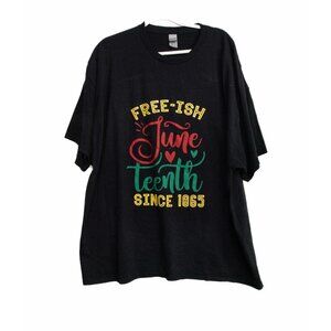 Juneteenth Mens Black Cotton T Shirt Graphic Free-ish Pullover Short Sleeve 3XL
